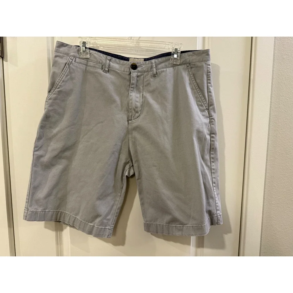 Jachs NY‎ Mens Gray Chino Shorts Size 36 Flat Front Cotton Blend Casual Summer